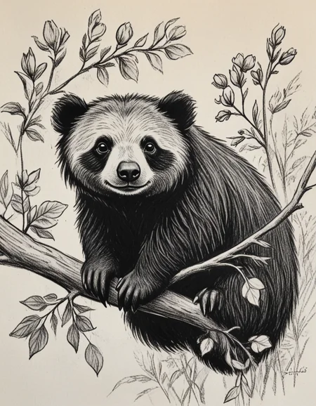 novuschroma71 sloth bear on a branch with flowers charcoal drawing <lora:novuschroma71 style:1>, <lora:sdxl_lightning_8step_lora:1>