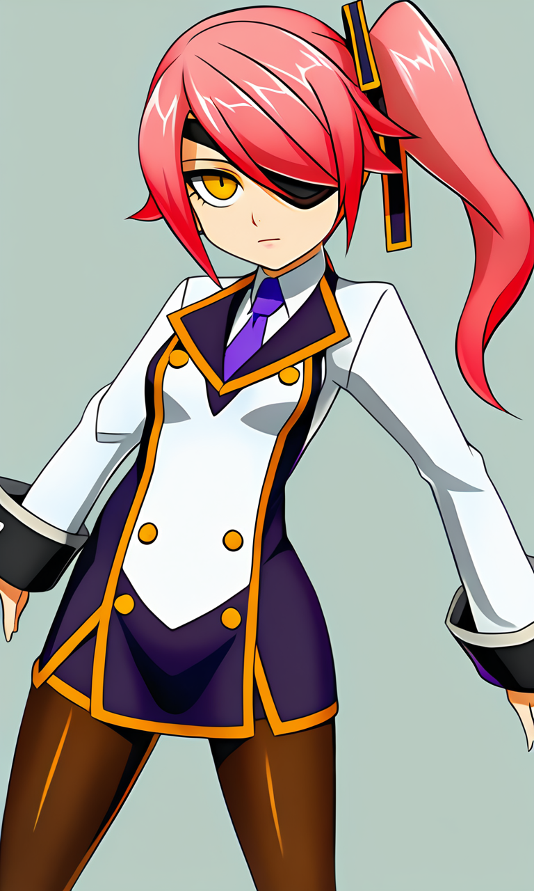 anime artwork illustrating Konoe_Ayatsuki_Mercury \(XB\), 1girl, solo, yellow eyes, long hair, skirt, simple background, breasts, small breasts, pink hair, pantyhose, uniform\(XB\), side ponytail,eyepatch. created by japanese anime studio. highly emotional. best quality, high resolution, Konoe_Ayatsuki_Mercury \(XB\), 1girl, solo, yellow eyes, long hair, skirt, simple background, breasts, small breasts, pink hair, pantyhose, uniform\(XB\), side ponytail,eyepatch, highly detailed, sublime, extremely beautiful, glowing, sharp focus, cinematic, fine light