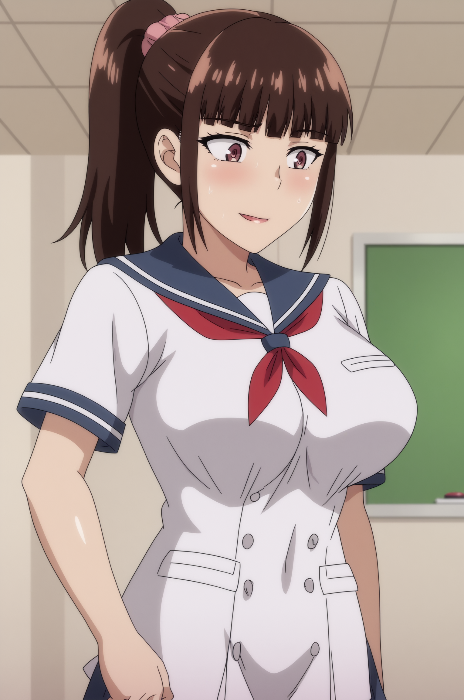 rating_explicit,  anime screencap, consistent background,   Satsuki Kuroda <lora:Private-Iinchou_wa_Saimin_Appli_o_Shinjiteru-Satsuki_Kuroda-PDXL.safetensors:0.8>,