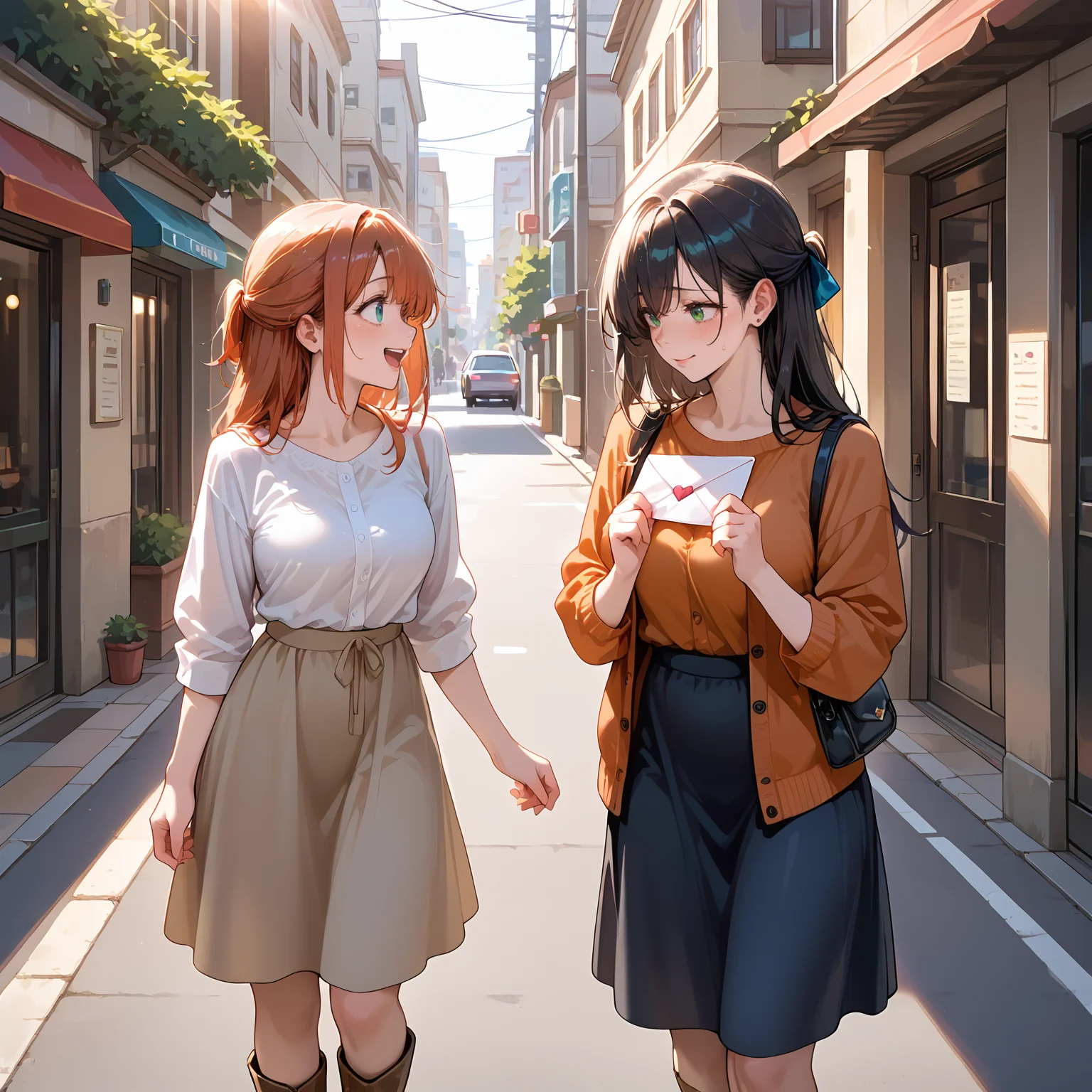 score_9, score_8_up, score_7_up,source_anime, street, <lora:age_slider_v4:2>, <lora:Lesbian_Love_Confession_Letter:0.7> llcl, 2girls, looking at another, love letter, holding letter, incoming letter, confession, 1girl, shy, BREAK 1girl, happy, love