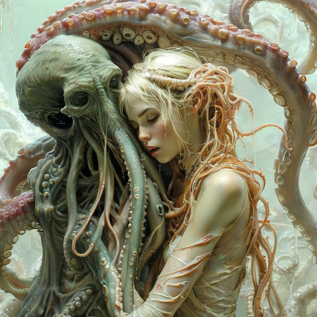 elysexa  girl being embraced by a creature with tentacles, very detailed<lora:elysexa:1>