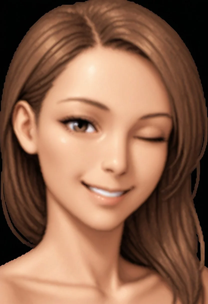 best quality, masterpiece,
1girl, solo,
female focus,
portrait,
looking at viewer, one eye closed, smile,
transparent background