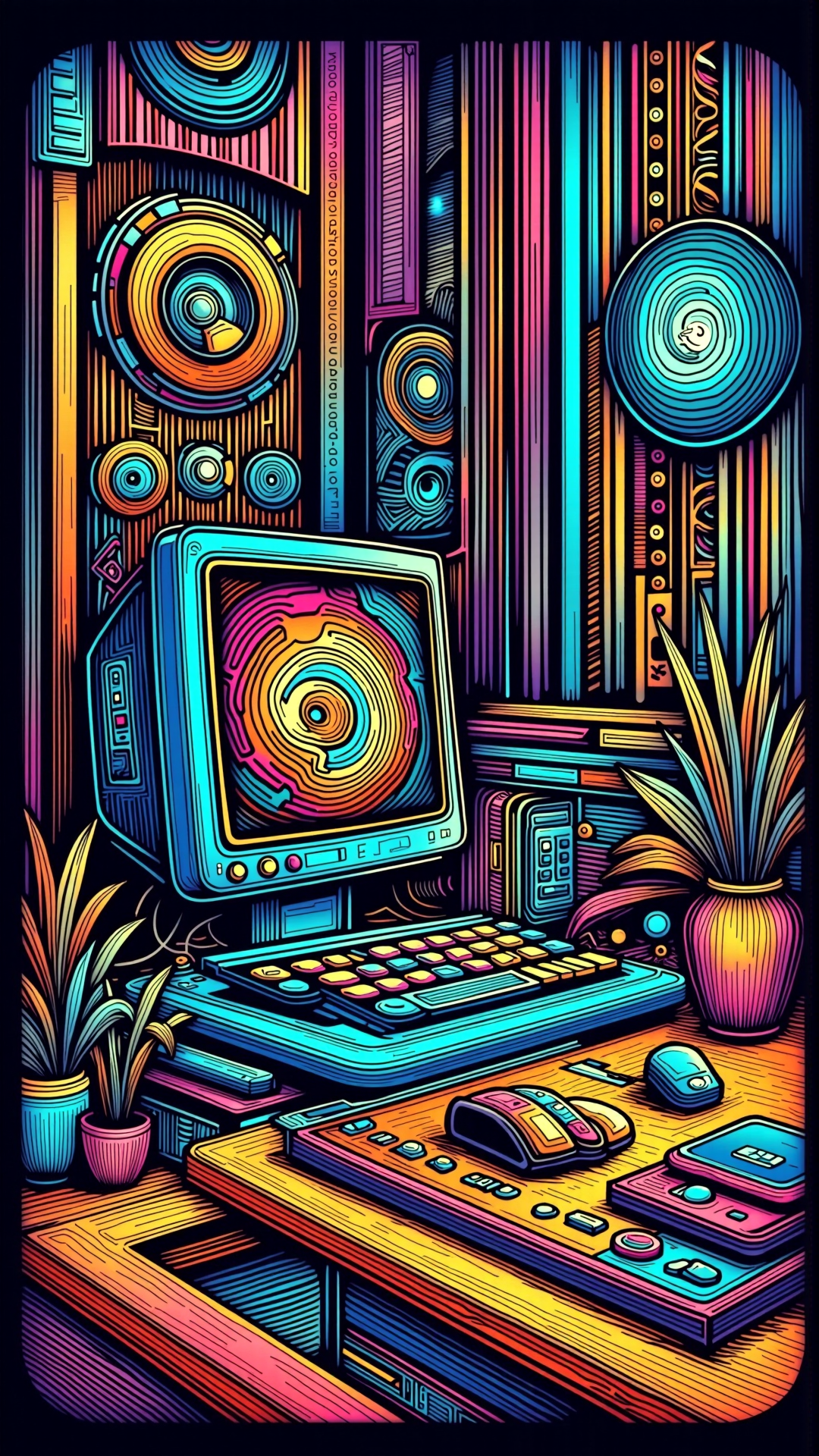 lineart, colorful, Computer<lora:NoctichromeFlux:0.9>