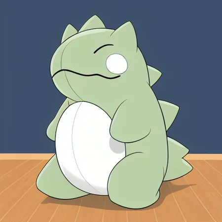 solo, closed mouth, wooden floor, happy, outline, pokemon (creature), comic, white border, blue sky, chalk, black background, pokemon