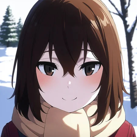 pixiv masterpiece, score_9, score_8_up, source_anime, score_7_up, best quality, high res, absurd res,
<lora:Kayo_Hinazuki_Illustrious_v19-000013:1>,kayo_hinazuki_il, 1girl, brown_eyes, red_coat, scarf, solo, short_hair, brown_hair, portrait, facing viewer, sunny day, winter, clean background, faint smile