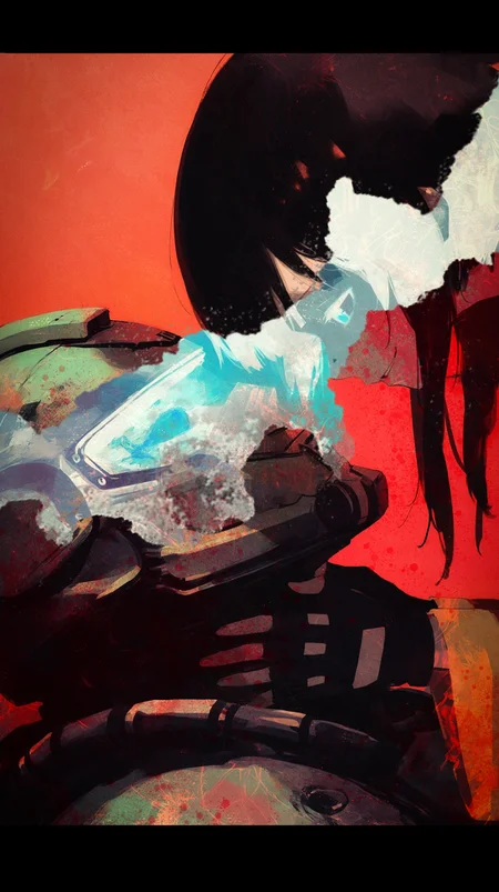 kukka, (96yottea, wlop:0.1), textured ultra-detailed artwork, megumin, 1girl, solo focus, portrait, armor, doomguy \(cosplay\), profile, holding, looking at another, smug, grabbing another's neck,
dark background, red background, abstract, multicolored background, gradient background,
masterpiece, best quality, amazing quality,
<lora:nhl-005-noobai-legacy-20:0.6> nhl-005, <lora:nhl-004:0.65> nhl-004, <lora:nhl-001-20:0.6> nhl-001,