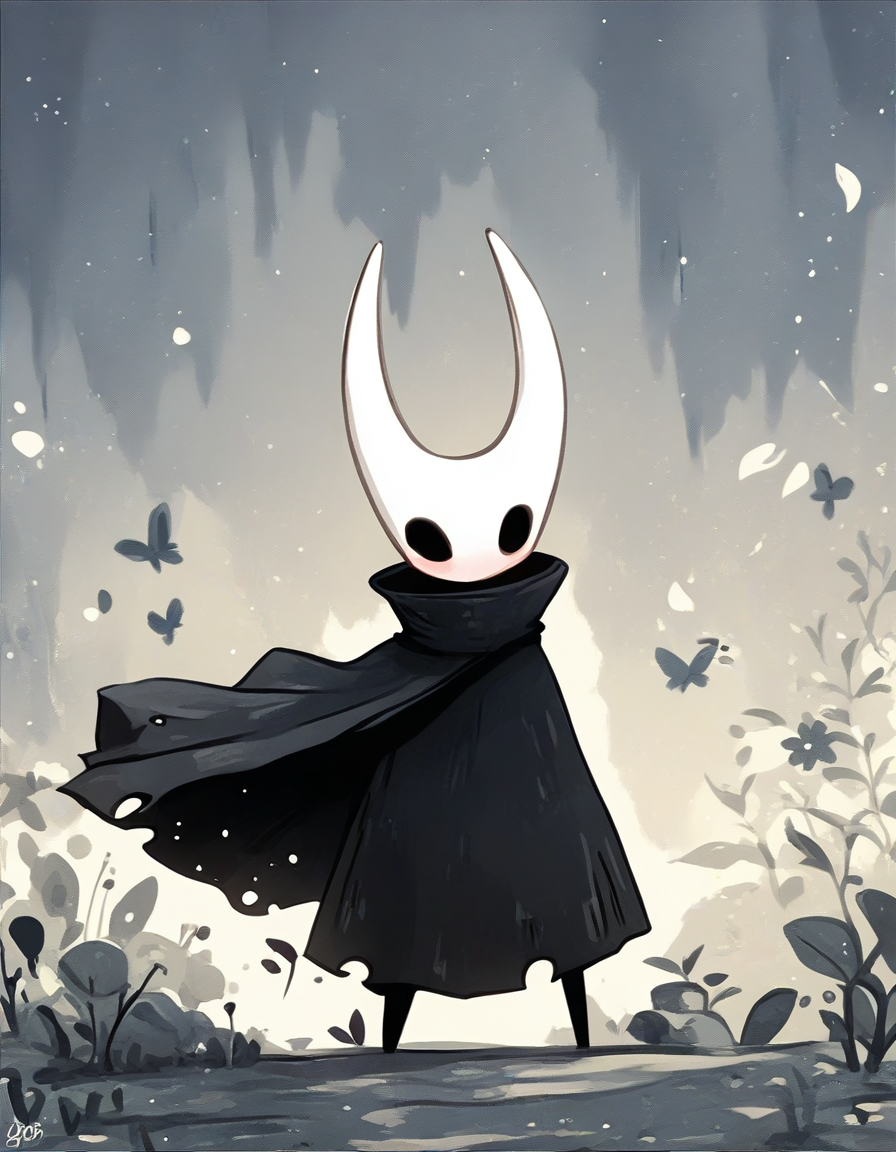 black cape, hollow_knight ncpy57 style <lora:ncpy57 style:1>, score_9, score_8_up, score_7_up, score_6_up, score_5_up, score_4_up