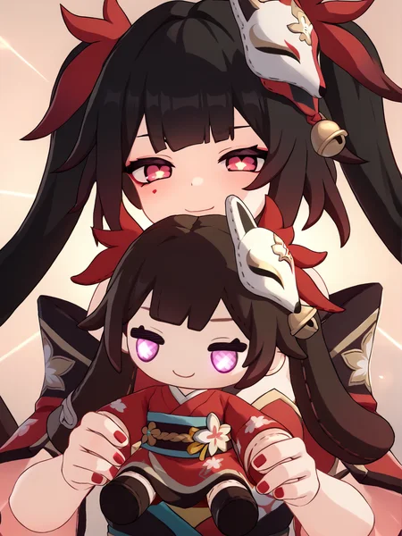 score_7_up, score_6_up, score_5_up, source_anime,
<lora:sparkle.pony.v2:1>, hisparkle, spdoll, smug, red nails, looking at viewer,
<lora:holding_fufu_doll_pony_d16:0.8>, holding character doll,