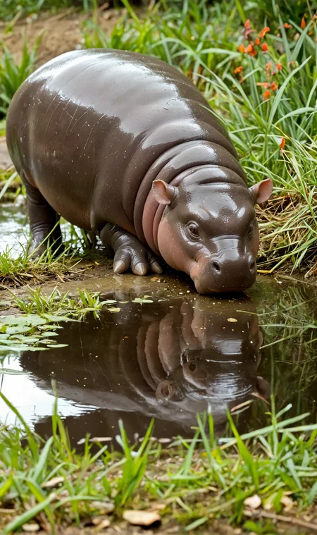 <lora:Pony_BTT_MOODENG_v01:1.2>moodeng, (no human:1.2), animal, hippo, solo, lying, grass on the ground, side view, in water, stream,reflection in water,
<lora:LCMTurboMix_Euler_A_fix:1>