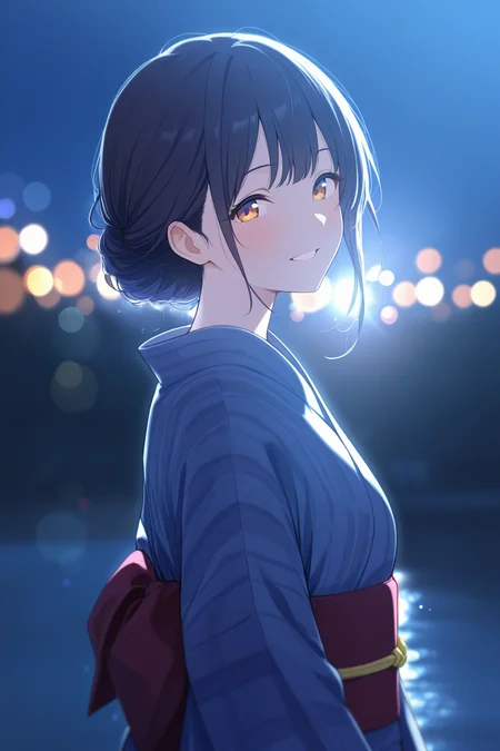 masterpiece, best quality, absurdres, safe
1girl, dark background, kimono, night, looking at viewer, smile,
bokeh, lens flare, [blue theme, ::0.1]
<lora:backlighting_il_2_d16:1>