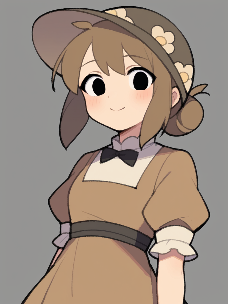 score_9, score_8_up, score_7_up, source_anime, BREAK
1girl, solo,  <lora:TemmieChang-20:1> sketch, :3, brown dress, brown hair, low bun, black eyes, brown hat, juliet sleeves, short sleeves, looking at viewer, blush, light smile,