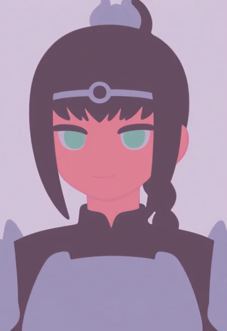 masterpiece, best quality, very aesthetic,
1girl, solo, shadowheart, black hair, braided ponytail, green eyes, scar on face, circlet, armor,
horny smile, looking at viewer, upper body, simple background, white background <lora:ShadowHeartIllustrious_byKonan:0.8>
<lora:MinimalistFlatColorXL_byKonan:1>