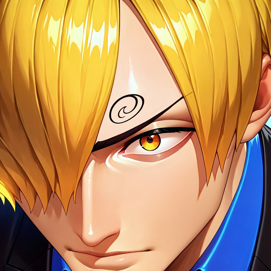 masterpiece, best quality, newest, absurdres, highres, ArcaneEyes-IL, 1boy, Sanji/(one piece/), blonde, blonde hair, yellow nectike, suit, formal clothes, eye focus