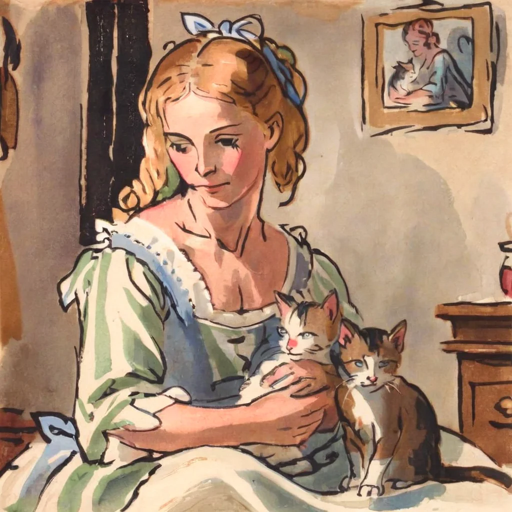 jchadel girl with a kitten in the room<lora:jchadel:1>