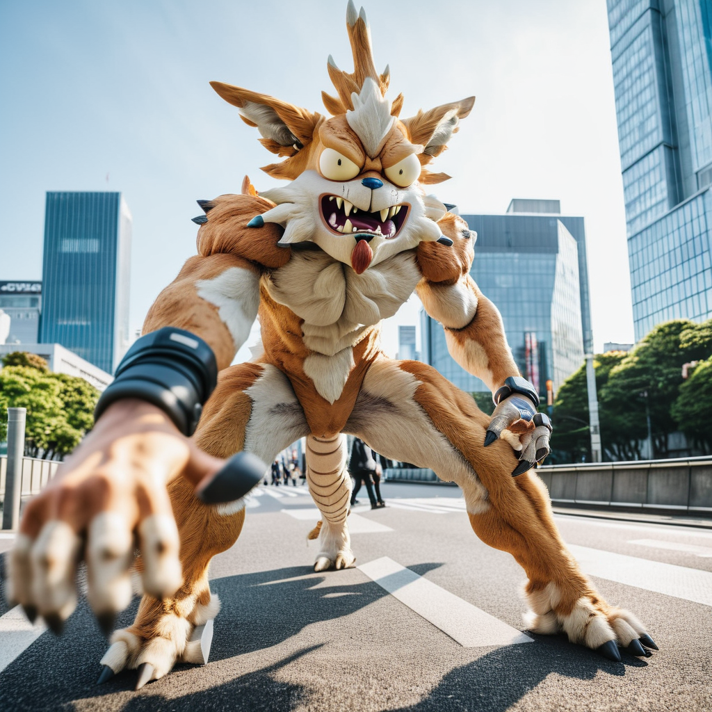 real photo of gigantic ukj monster attacking tokyo, downtown, ultra detailed scene, 8k, sharp focus, natural lighting <lora:squanch_sdxl_ukj_E3:0.9>