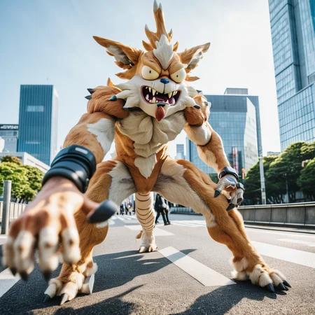 real photo of gigantic ukj monster attacking tokyo, downtown, ultra detailed scene, 8k, sharp focus, natural lighting <lora:squanch_sdxl_ukj_E3:0.9>