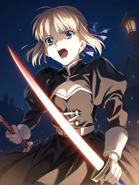 score_9, score_8_up, score_7_up, <lora:mikagura-v2-ponyxl:1>
1girl, solo, saber \(fate\), excalibur \(fate/stay night\), open mouth, incoming attack, night, cinematic lighting
