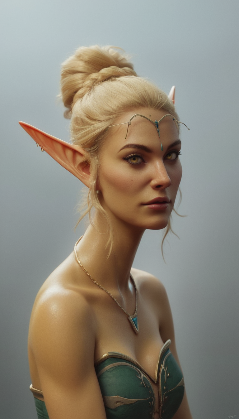 score_9, score_8_up, score_8_up, pinup girl pose, 1girl, a gorgeous high elf mage, altmer, (alien yellow skin), (alien golden skin), short blonde hair, magical elf very large yellow eyes, supermodel look with pronounced sharp cheekbones and narrow sharp long chin, tall, slender, yellow glow, fog, hazy, bright, <lora:RELSM_v1:0.55>, <lora:3th3r34lXLP:0.4> 3th3r34l, ethereal, photo, painting, light rays, <lora:EdobESO_XL_v1.0:0.95>, high elf, skyrim altmer, <lora:fantasy_world_pony:0.7>