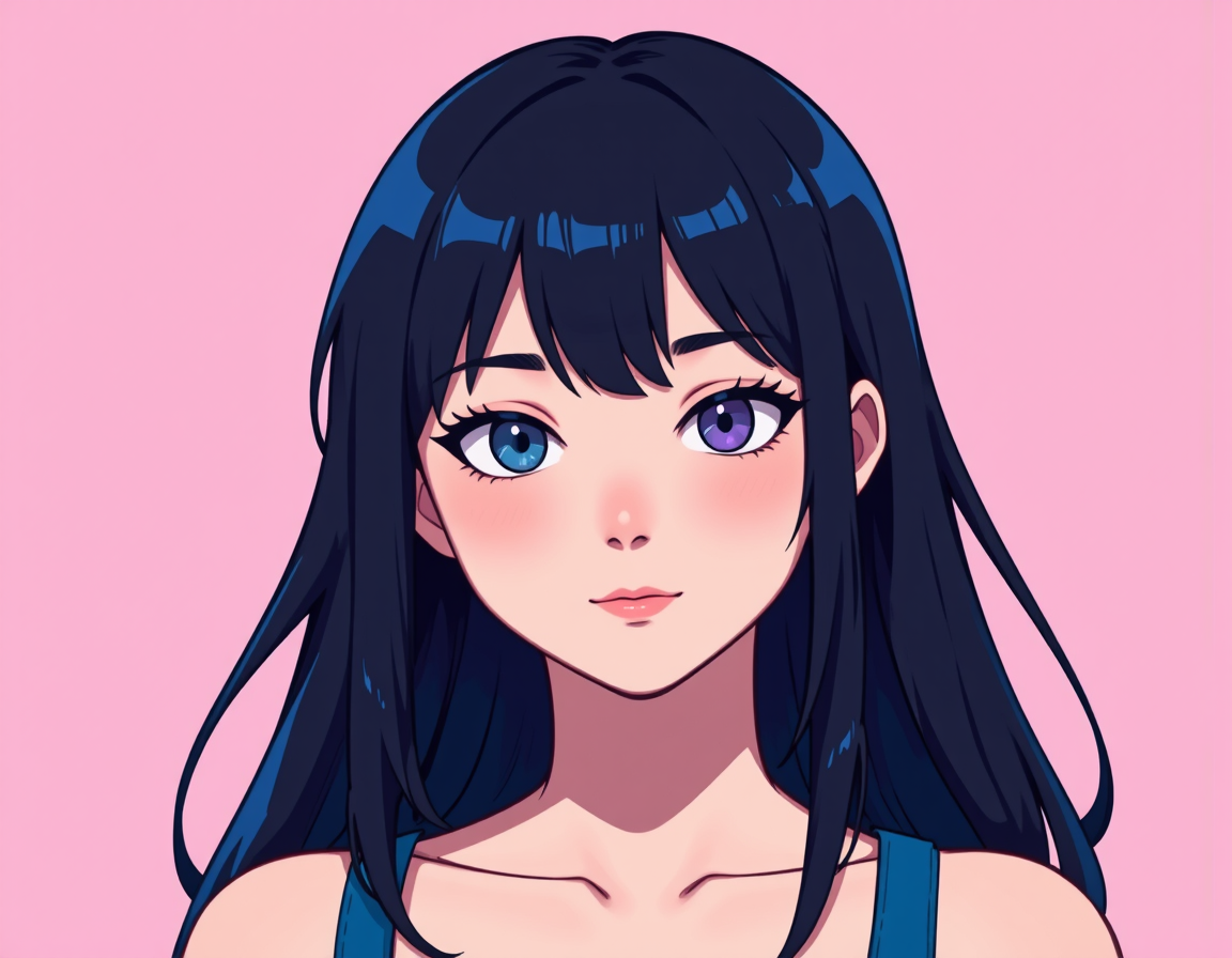 vibrant colors and clean lines define this flat color anime style image showing simplicity and boldness in every stroke
