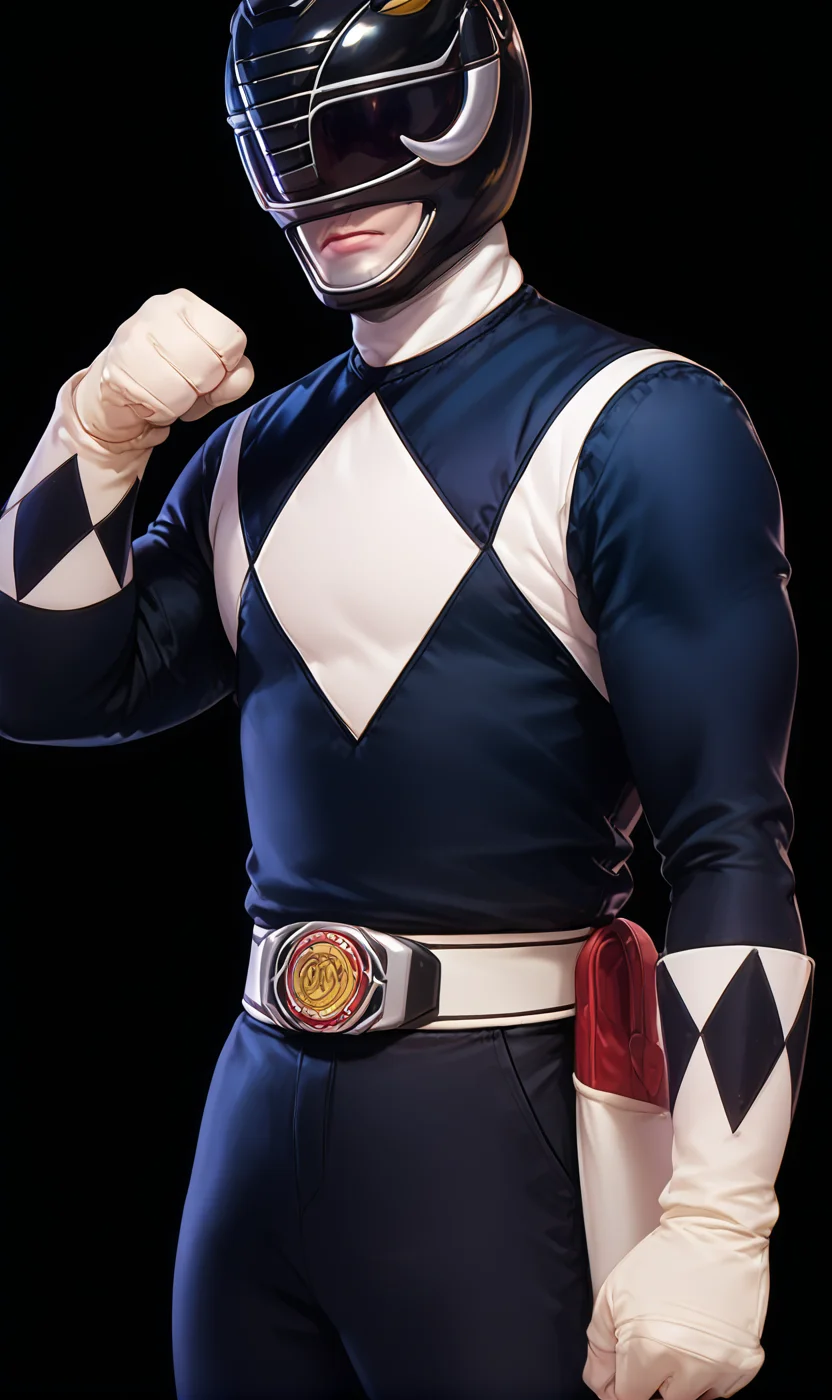 (score_9:0.9),score_8_up,score_7_up,anime style,rating_safe,(zPDXL),<lora:Black Ranger ponyXL v3.5:0.91>,black ranger,1boy,male focus,solo,clenched hands,black background,