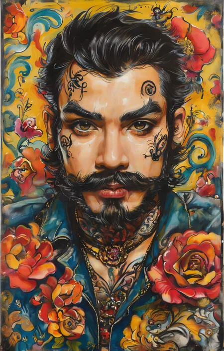 masterpiece,best quality,<lora:tbh271-sdxl:0.9>,illustration,style of Ed Hardy portrait of noble man