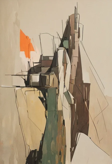 (Silhouette of a house on the cliff beside coast, flat painting background:1.5),
(abstract painting, impressionism, watercolor, oil painting brushstrokes, oil painting texture:1.3),
(brutalist architecture, BRIGHT green AND DARK BROWN color palette, curve LINE, circle, ellipse, core), AK, abstract, deconstruction, geometry, geometric composition,paint painting,harmonious colors, black frame,rectangle, tilt, flat painting, framex, horizontal, Constructivism, Fauvism,