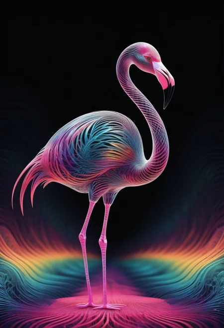 Flamingo made out of fractangles