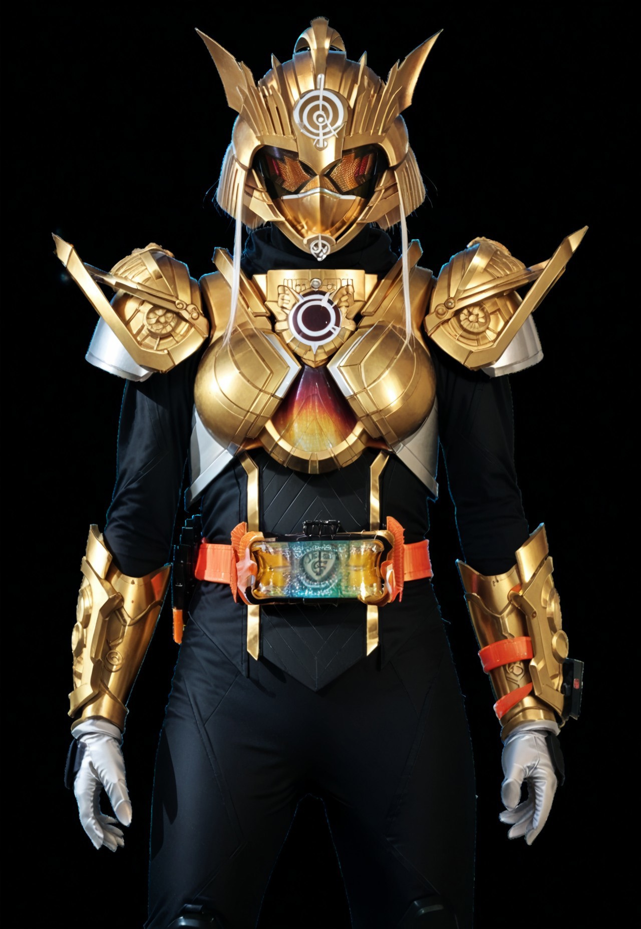 score_9, score_8, score_7, alchemist, dog girl, solo, armor, tokusatsu, bodysuit, helmet, rider belt,