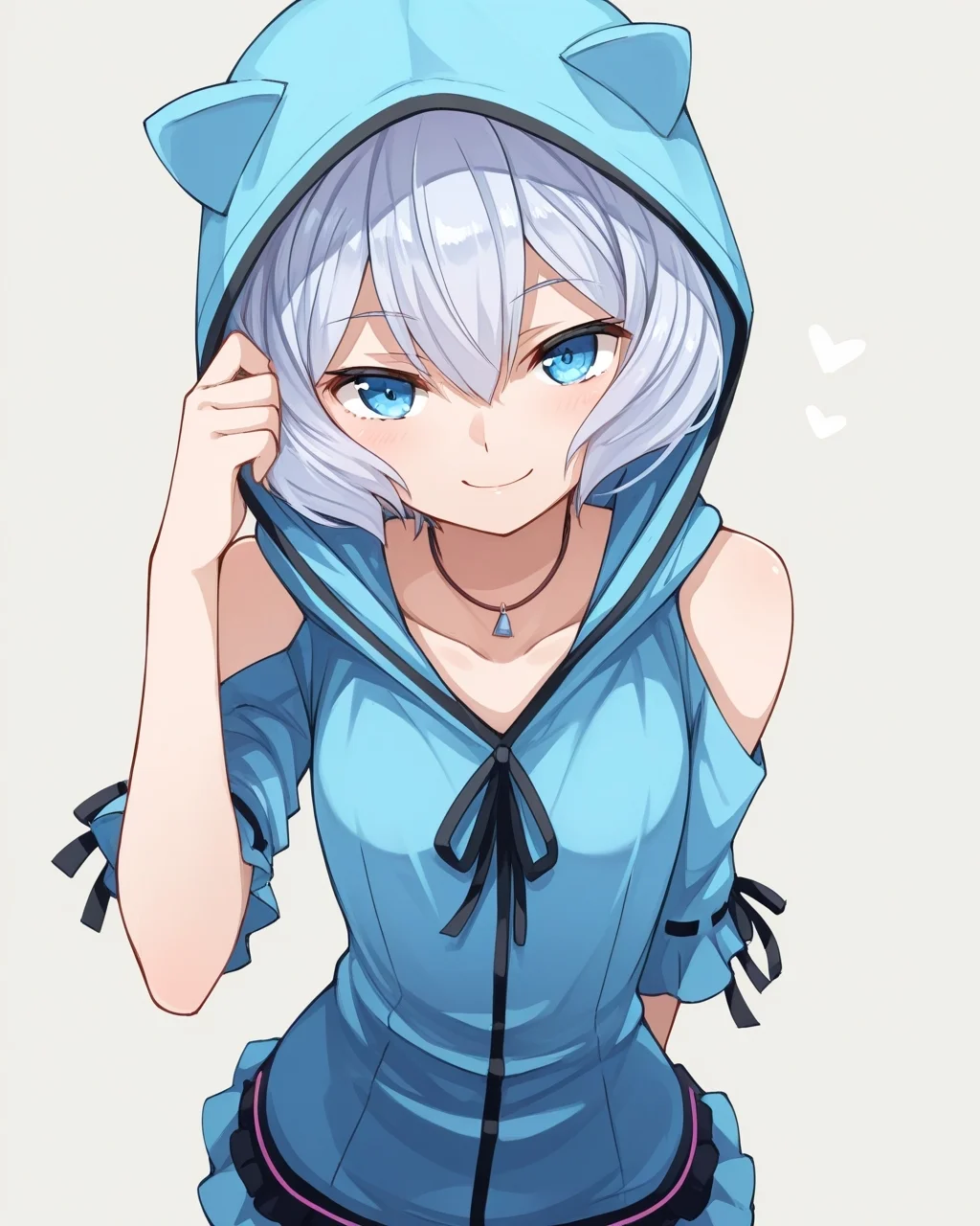 masterpiece, best quality, highres, simple background, looking at viewer, smile,
1girl, kijima_shia, shia_hoodie,
<lora:kijima_shia_il_v1:1>