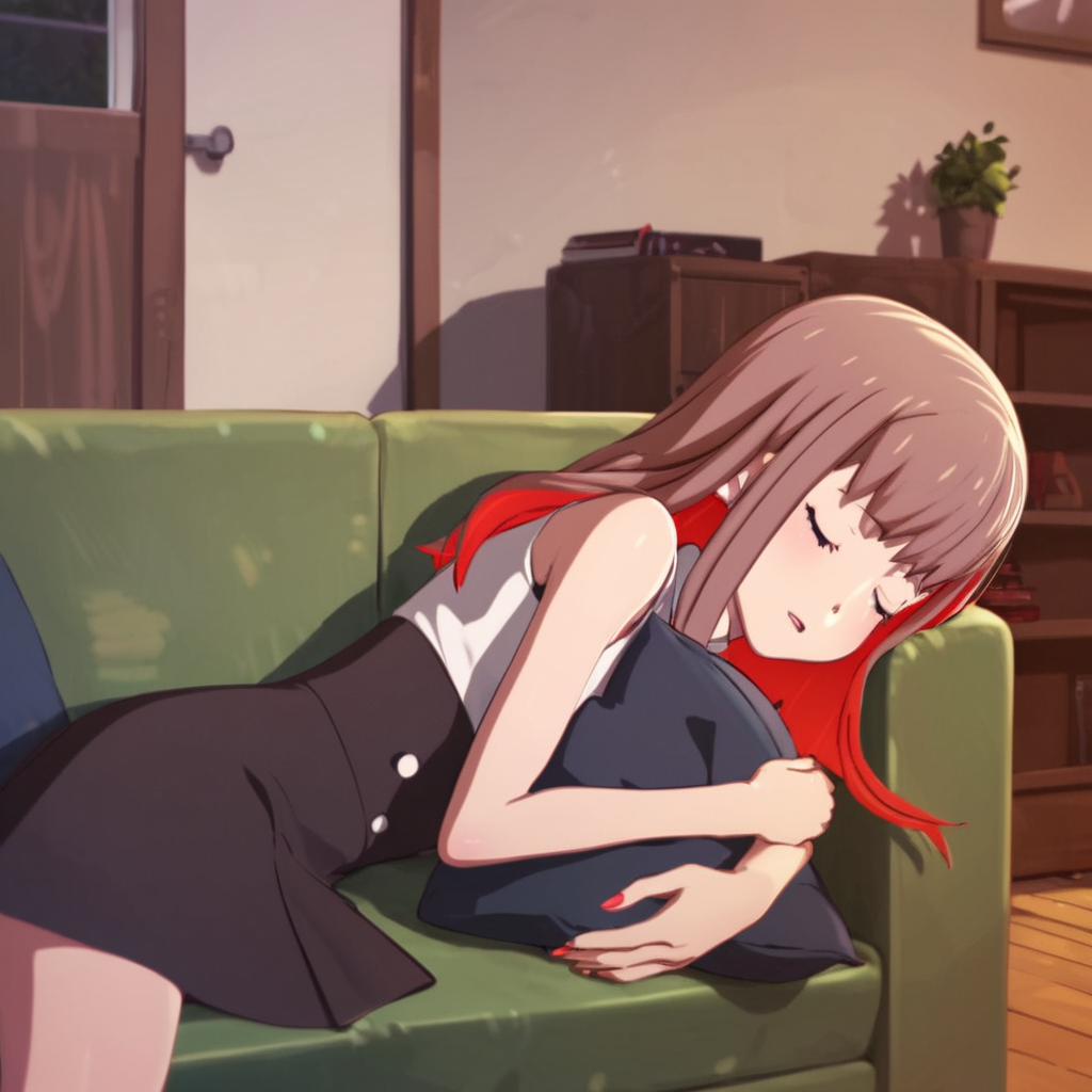 score_9, score_8_up, score_7_up, score_6_up, score_5_up, score_4_up, source_anime, , Honoka, living room, recline, couch, sleeping