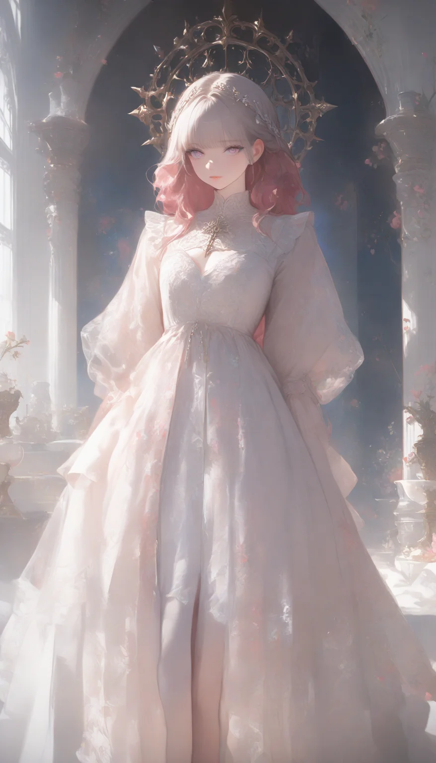 professional 3d model masterpiece,high score,great score,absurdres, <lora:Alice Prin_Complete-000005:1>,Alice Prin (style, hair, dress, alice, prin), ., Naerys had the Targaryen looks, a fine and delicate beauty, almost unworldy. She was slender and small, with big deep violet in hue eyes and fine, pale, porcelain skin, near translucent. Naerys Targaryen. . octane render, highly detailed, volumetric, dramatic lighting