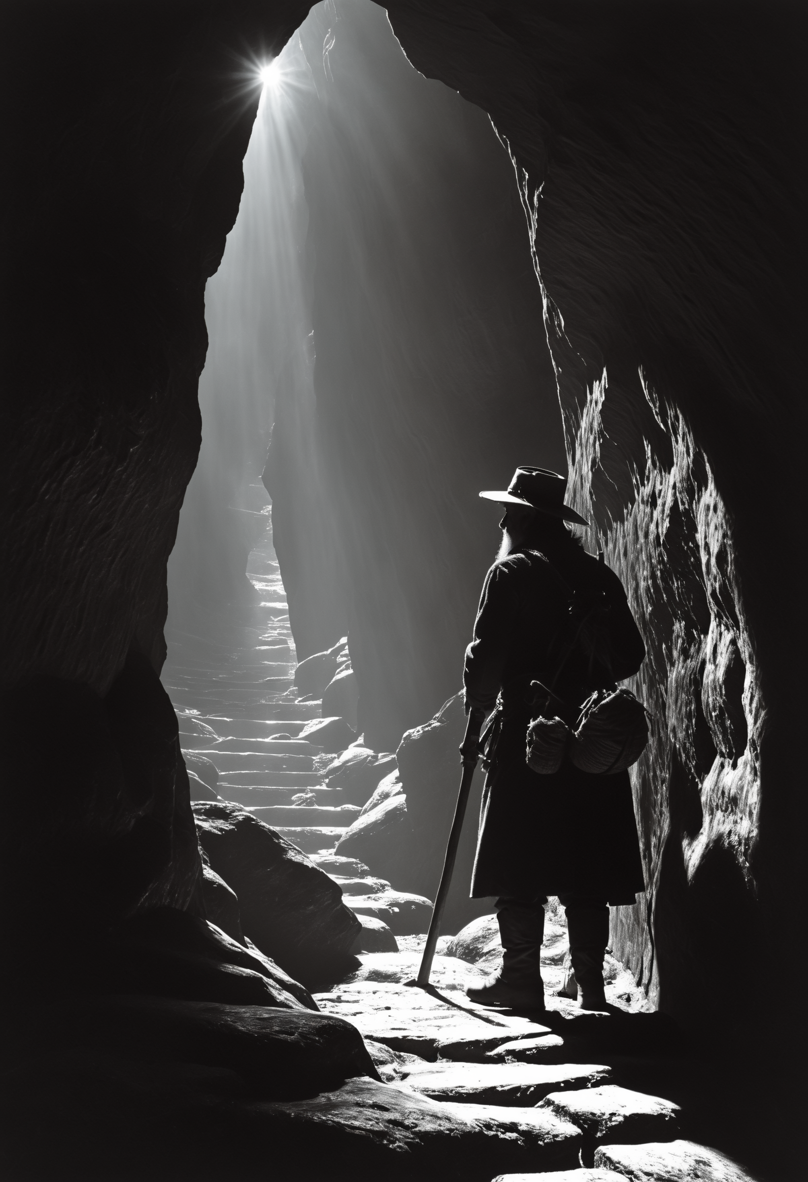 In the dimly lit depths of the cave, a seasoned miner, equipped with his trusty oil lamp, carefully navigates through the shadows. His steady footsteps echo softly against the rocky walls as he ventures deeper into the unknown. colonizer geologist dress code, gold nuggets, deep cold shadows,

With each flicker of the lamp's flame, the miner's keen eyes scan the rugged terrain, searching for any glimmer of hope amidst the darkness. Suddenly, a spark of light catches his attention, and his heart quickens with anticipation.

Drawing nearer, the miner's breath catches in his throat as he discovers a vein of gold, glistening like a beacon of possibility against the rough stone. With steady hands, he extracts the precious ore, his movements deliberate and sure. ((Stretching out his hand to see in the dark)), lit part of the face, with obvious expression of surprise:1.3

As the light from his lamp dances across the newfound treasure, a sense of accomplishment washes over the miner. With each passing moment, the once-hidden riches become a tangible symbol of his resilience and determination in the face of adversity.

In the quiet solitude of the cave, surrounded by the warmth of his oil lamp and the promise of newfound wealth, the miner stands as a testament to the power of perseverance and the rewards of unwavering dedication.