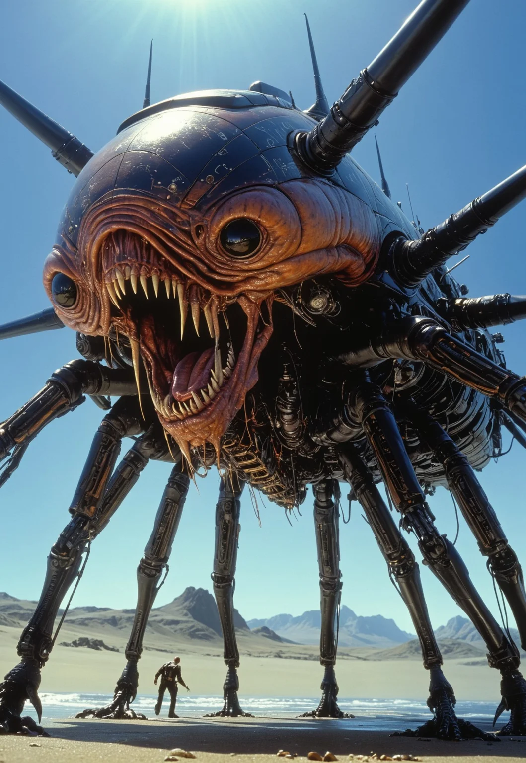 highly detailed and hyper realistic.
photo by Peter Elson , creature, bizarre, abnormal, otherworldly, matrix movie still, low angle.
highly dramatic lighting, finest details, maximized details, ultimate detail level, masterpiece, best quality.