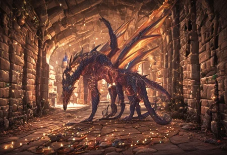 Dragon in Christmas cave, cave, festive cave, Christmas decorations, Christmas lights
(((Sparkling, Sparkly))) glowing dragon, christmas dragon, dragon wrapped in Christmas lights, glowing matrix, glowing Christmas lights, hyper realistic, photorealistic, HD, High detail, High detail eyes, high detail face, wings, glowing wings, light scales, glowing Christmas lights on wings, glowing light scales, tail, tail wrapped in Christmas lights, four legs,
BREAK
Snowy background