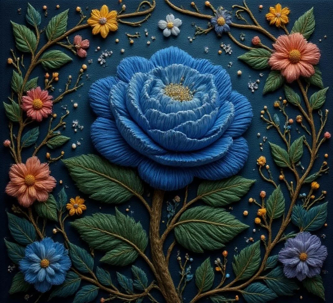 <lora:YarneyYarnYarnv2.safetensors:1> A solitary hydrangea bloom, its petals a mesmerizing gradient of deep sapphire and cerulean, rises majestically amidst a cluster of emerald leaves. Each petal is rendered with hyper-realistic detail, the surface glistening with a subtle sheen as if kissed by morning dew. The leaves, textured with intricate veins and a glossy finish, frame the bloom with a lush, almost tactile presence. The background is a dark, moody canvas of forest greens and rich browns, with soft, diffused highlights in warm amber and gold that illuminate the flower’s delicate curves. Arcane symbols, faintly glowing in an ethereal silver, are etched into the petals and leaves, hinting at an ancient, enchanted origin. The scene is bathed in cinematic lighting, with dramatic shadows casting depth and mystery, while a faint, otherworldly mist swirls around the base of the bloom. The setting is a forgotten, mystical garden, where time seems to stand still, and the air is thick with the scent of jasmine and the whispers of forgotten tales.