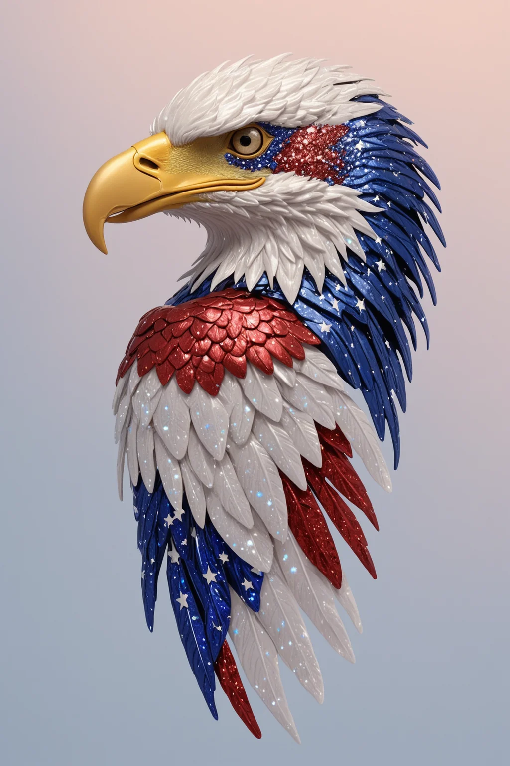 American Eagle, red white and blue, patriotism, america, guns, freedom <lora:detailed_notrigger:1> <lora:gl1tt3rSDXL:0.8> gl1tt3r, glitter, iridescent