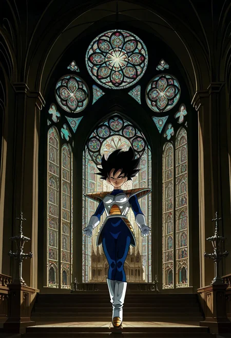 realism, 
framing device, rule of third, negative space, detailed. 
portrait, vector art, flat coloring, cel shaded, cel shading, illustration, vector illustration, vector coloring, masterpiece, best quality,
dynamic pose, foreshortening, extreme perspective 
cinematic concept art of 
1 adult fair-skinned man, 
upper body focus, upper body zoom, 
(The Phantom of the Opera style,), intricate white plain half-mask , black hair,
(dramatic lighting and shadows:0.6)
(wears blacktop hat:0.7), 
wearing 
(white saiyan armor, shoulder pads, blue leotard,, white gloves,, white boots,, hip armor,, tailbelt,:0.9)
 facing the viewer, 
backdrop is stained glass, church, arch,