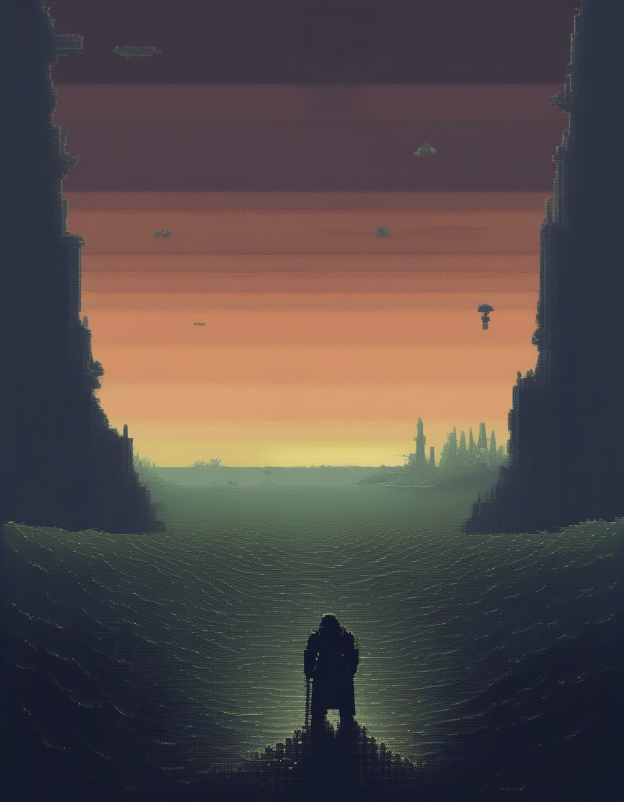 8-bit, dark and depressing, pixelated, fantasy, grim, [world war 2:warhammer 40K:0.5], [battlefield:underwater:0.5], solo, pain, suffering, loss, <lora:Vintage Horror XL:1>, (Vintage Horror:1.2),