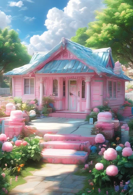 (anime), pink snake, cottoncandy, no human, (masterpiece), score_9