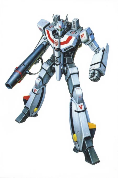 m9cha illustration.
This image is a digital drawing of a futuristic transformable humanoid combat robot. It is holding a gun with the text "UN Spacy" written on it. <lora:macmecha1_cap_d6a3e11:1.0><lora:820691039921822597:0>