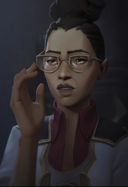 score_9, score_8_up, score_7_up, score_6_up,
skyy0ung, SkyYoung ,Sky Young /(league of legends arcane/), solo, short hair, shirt, black hair, 1boy, jacket, male focus, parted lips, glasses, teeth, collared shirt, hand up, red shirt, portrait, freckles, very short hair ,/(league of legends arcane/),