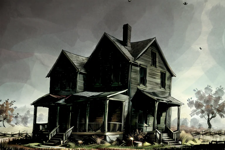 creepy old house, in the style of <lora:FOTHL:1>