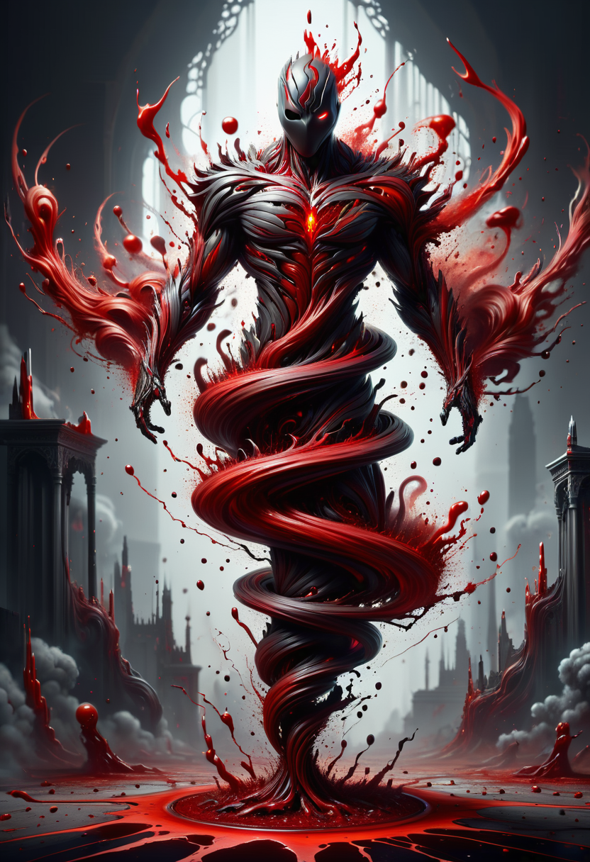 hyper detailed masterpiece, dynamic, awesome quality,diminutive  blood standing DonM3l3m3nt4lXL, <lora:DonM3l3m3nt4lXL-000010:1>