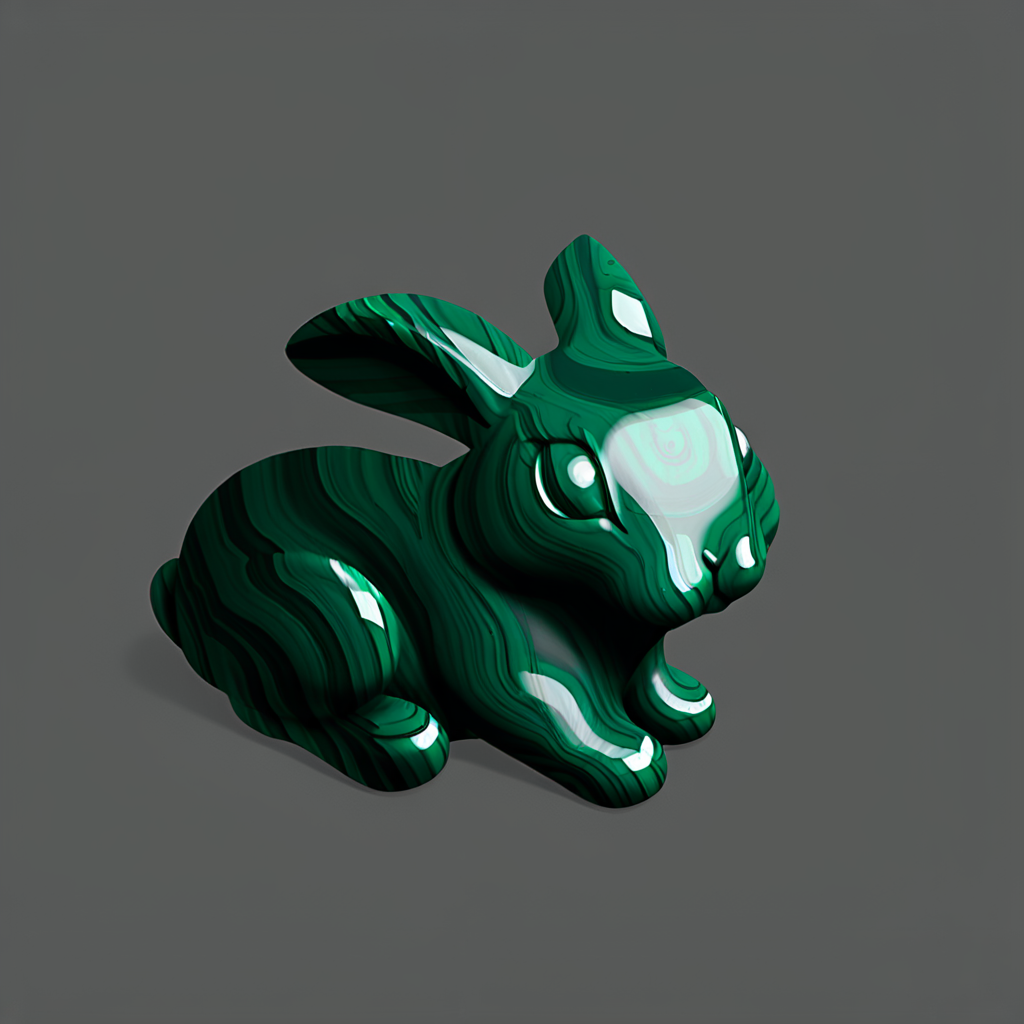 black background, realistic, cast shadow, made of malachite, 1rabbit, animal, polished, green malachite, solo, simple background, no humans <lora:materials_and_textures_sphere_orb_SDXL:1>