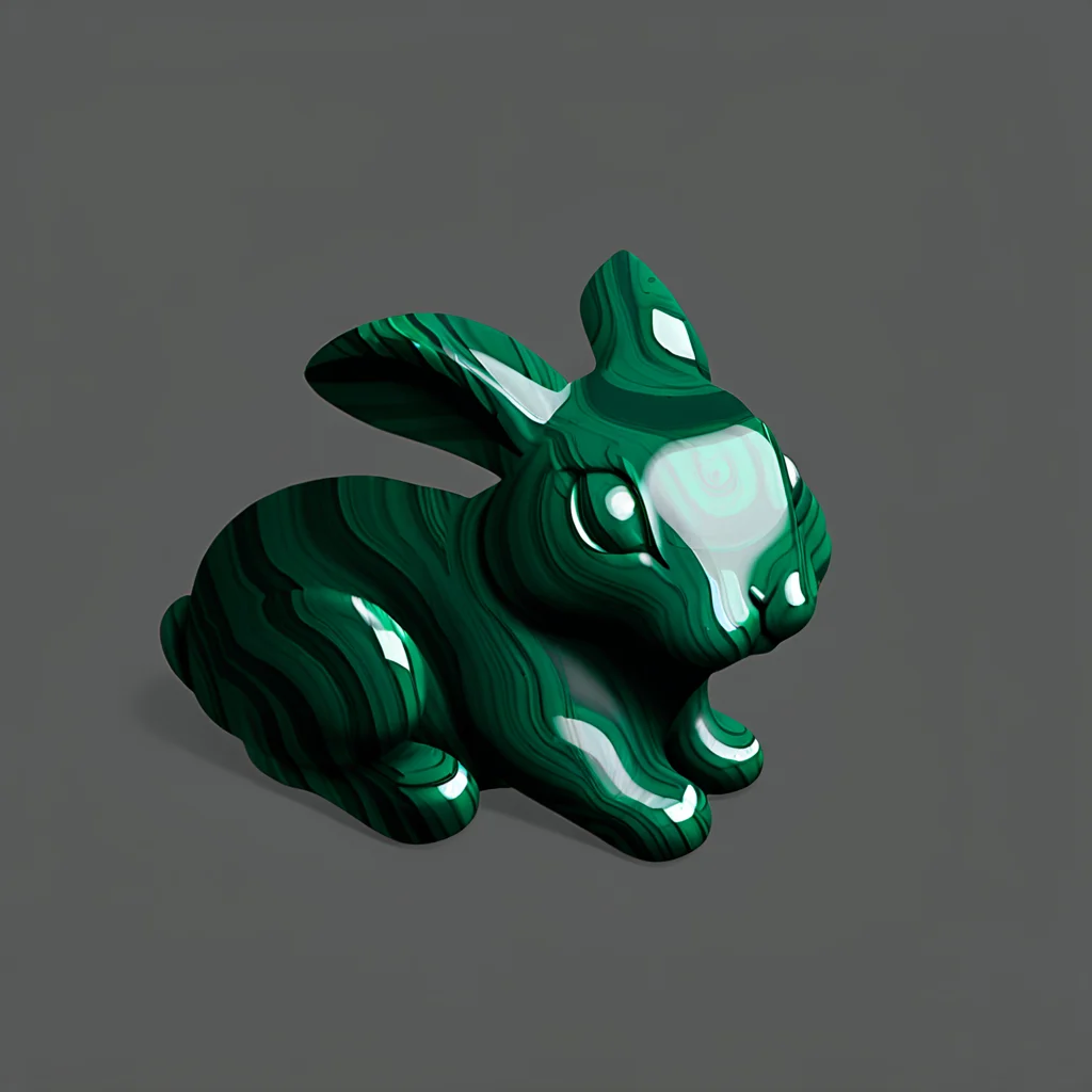black background, realistic, cast shadow, made of malachite, 1rabbit, animal, polished, green malachite, solo, simple background, no humans <lora:materials_and_textures_sphere_orb_SDXL:1>