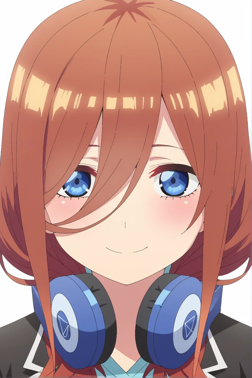 <lora:Miku_Nakano:0.8>, Miku Nakano, white background, upper body, smile,