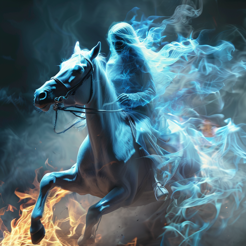 blgas girl ghost death on horse, very detailed <lora:blgas:1>