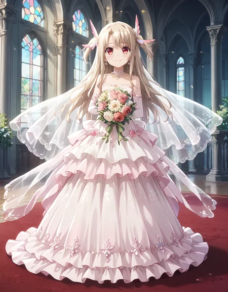 score_9,score_8_up,score_7_up,source_anime,anime screencap,anime coloring,anipai_style,foreshortening,intricate details,official art,romantic,shiny skin,1girl,solo,illya,mermaid-line wedding dress,wedding dress,lace applique,holding bouquet,see-through,delicate design,
full_shot,full body,closed mouth,smile,standing,red carpet,cathedral,<lora:illya.pony (1):1>,<lora:Anipai_style-07:0.8>,<lora:WD-XLPony_v003:0.7>,zPDXL3,<lora:StS_age_slider_v1_initial_release:-2.5>,