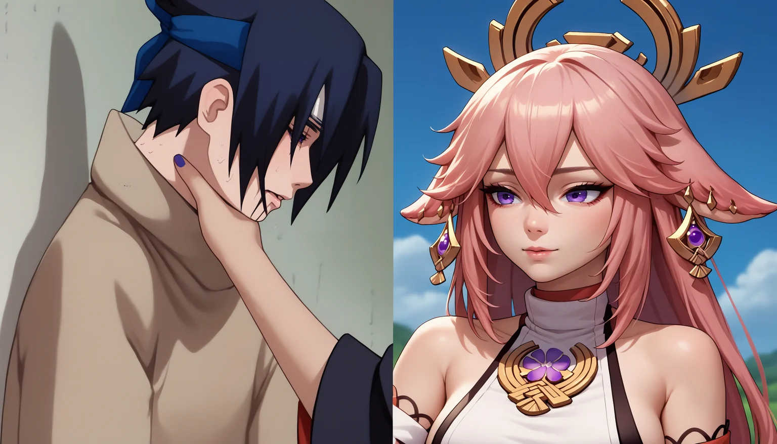 score_9, score_8_up, score_7_up, source_anime, 1girl, 1boy, <lora:SasukeChokeEditsMeme_XLPD:1>, incrschokememe, yae miko,