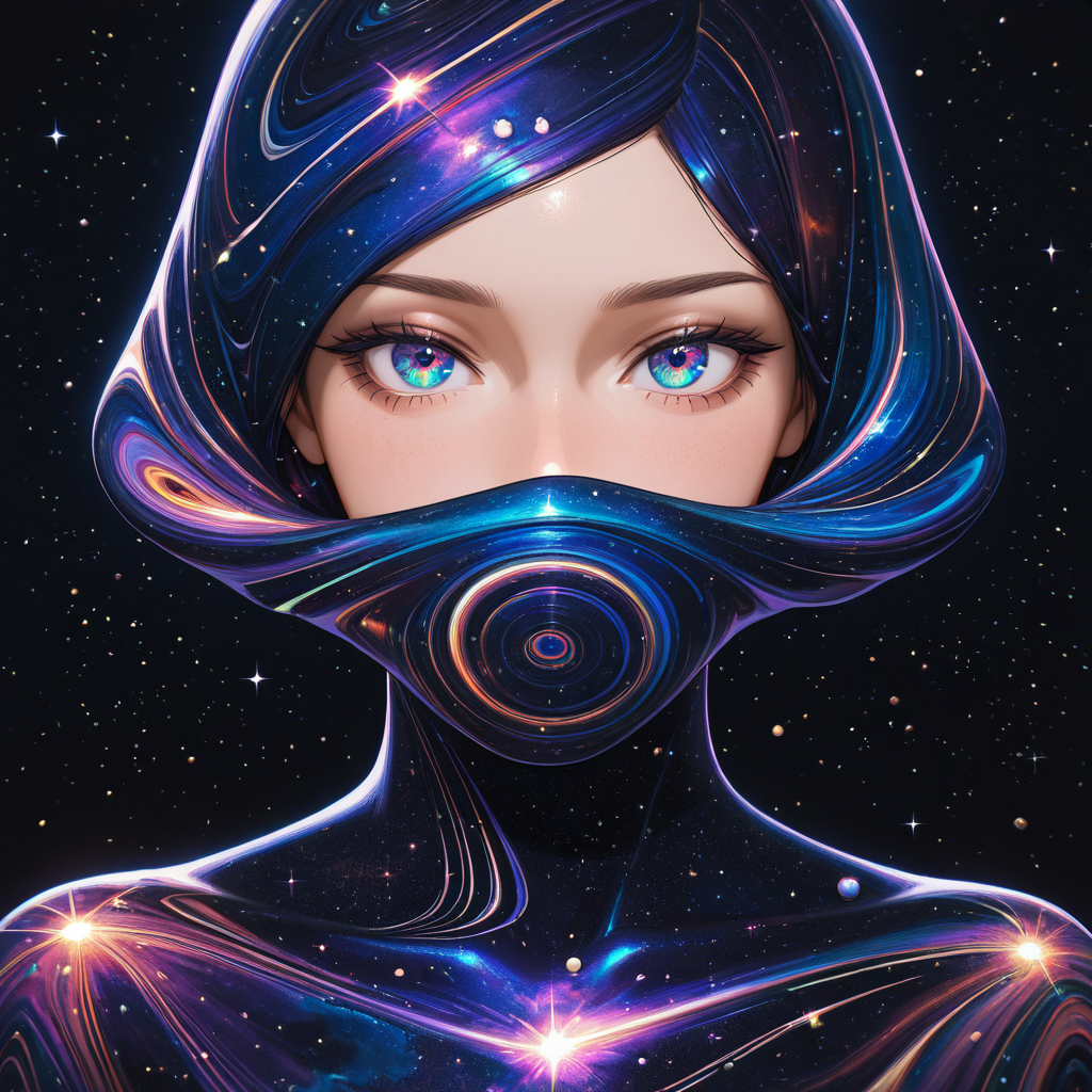 masterpiece, best quality, amazing quality, very aesthetic, 
1girl, solo, wearing clothing:(swirl,optical,bright,cosmic clothes),portrait,
, <lora:textural_art-6-illus:0.8>,